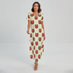 Devil Emoji Pattern Print Short Sleeve Maxi Dress