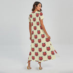 Devil Emoji Pattern Print Short Sleeve Maxi Dress