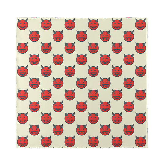 Devil Emoji Pattern Print Silk Bandana