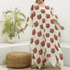 Devil Emoji Pattern Print Silk V-Neck Kaftan Dress