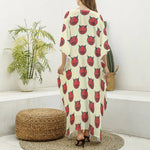 Devil Emoji Pattern Print Silk V-Neck Kaftan Dress