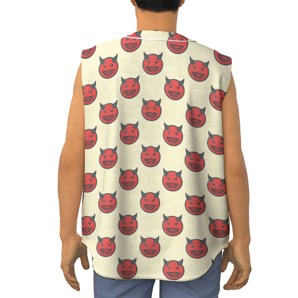 Devil Emoji Pattern Print Sleeveless Baseball Jersey