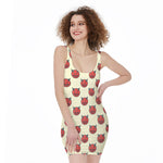 Devil Emoji Pattern Print Sleeveless Bodycon Dress