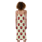 Devil Emoji Pattern Print Slim Fit Midi Cami Dress