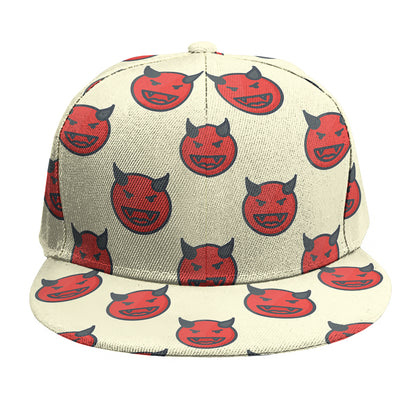 Devil Emoji Pattern Print Snapback Cap