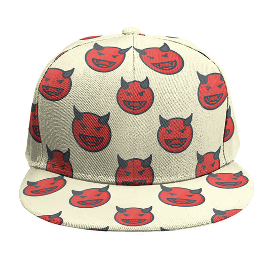 Devil Emoji Pattern Print Snapback Cap