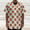 Devil Emoji Pattern Print Textured Short Sleeve Shirt