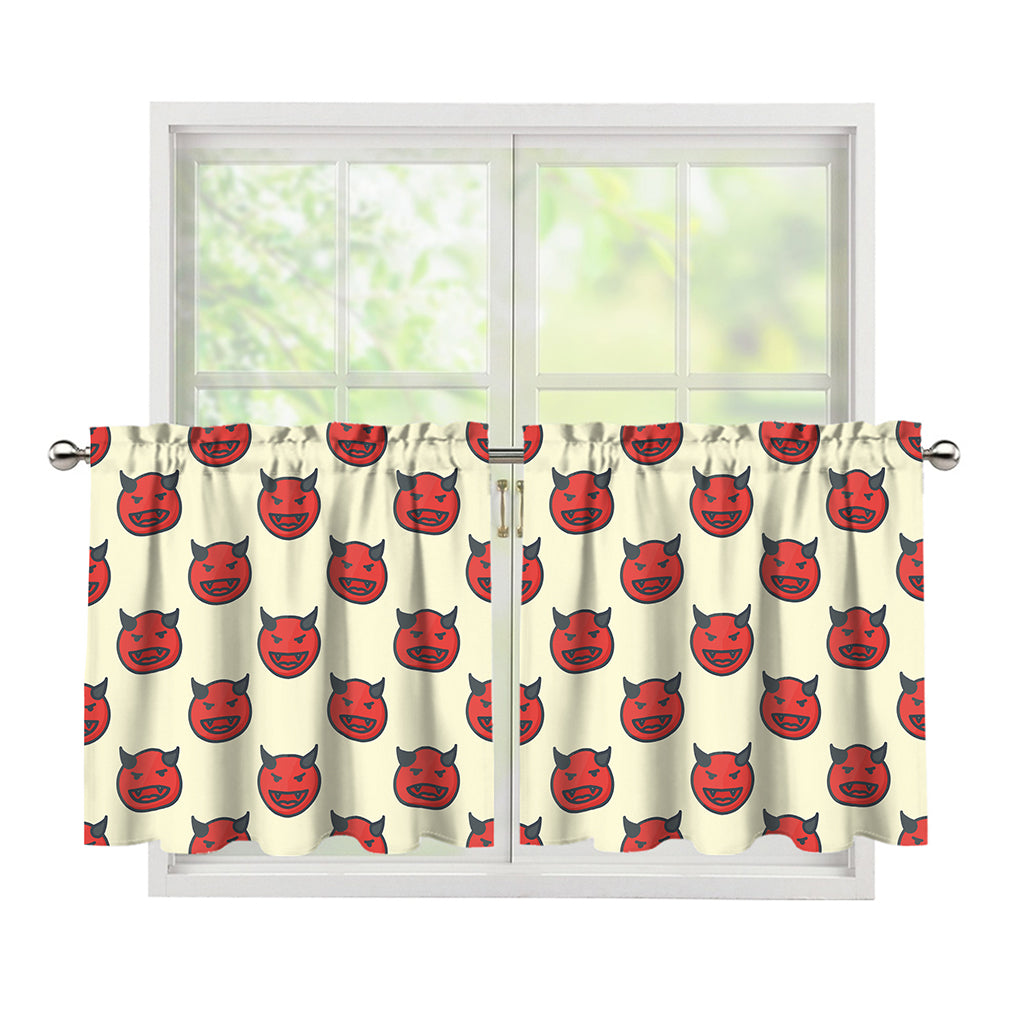 Devil Emoji Pattern Print Tier Curtains
