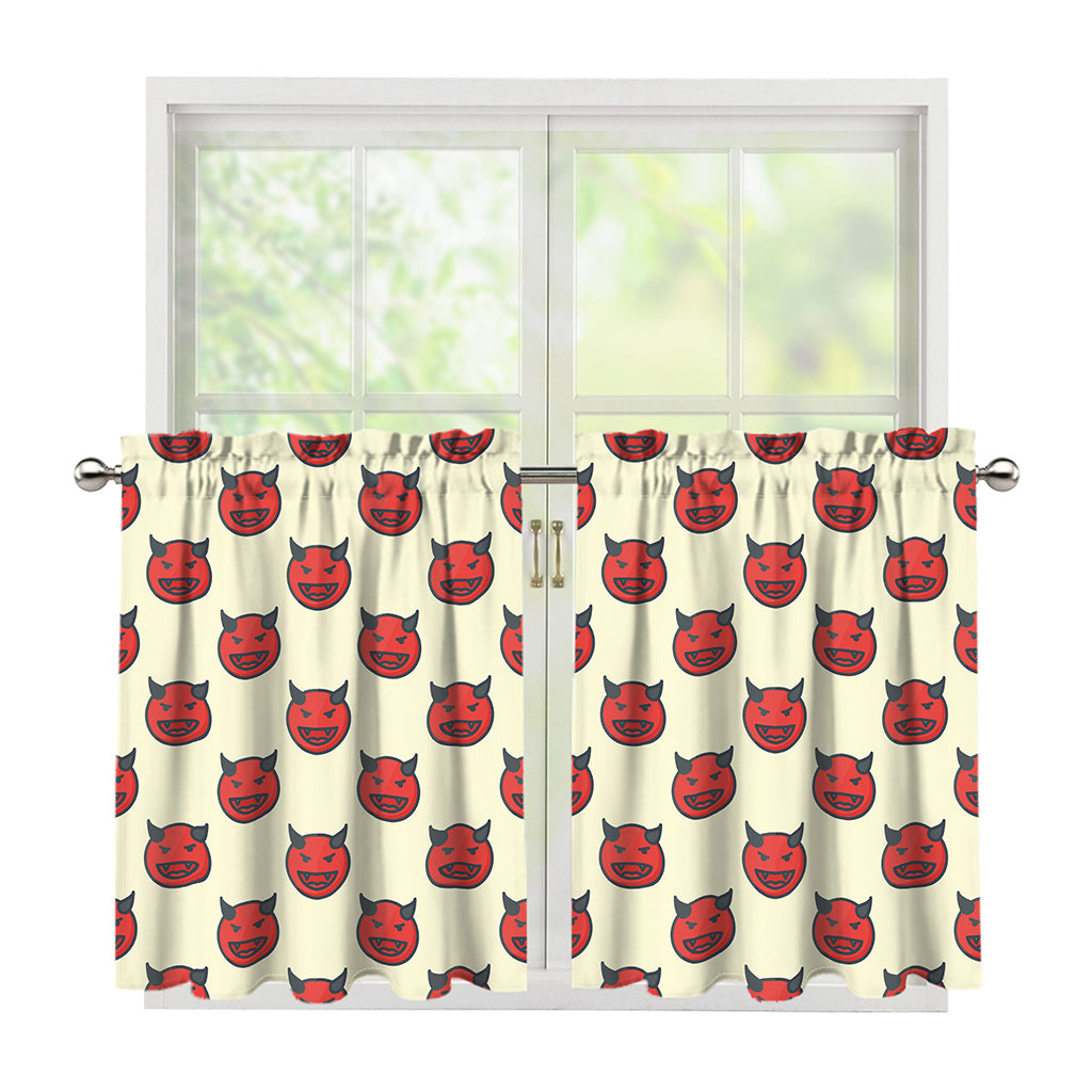 Devil Emoji Pattern Print Tier Curtains