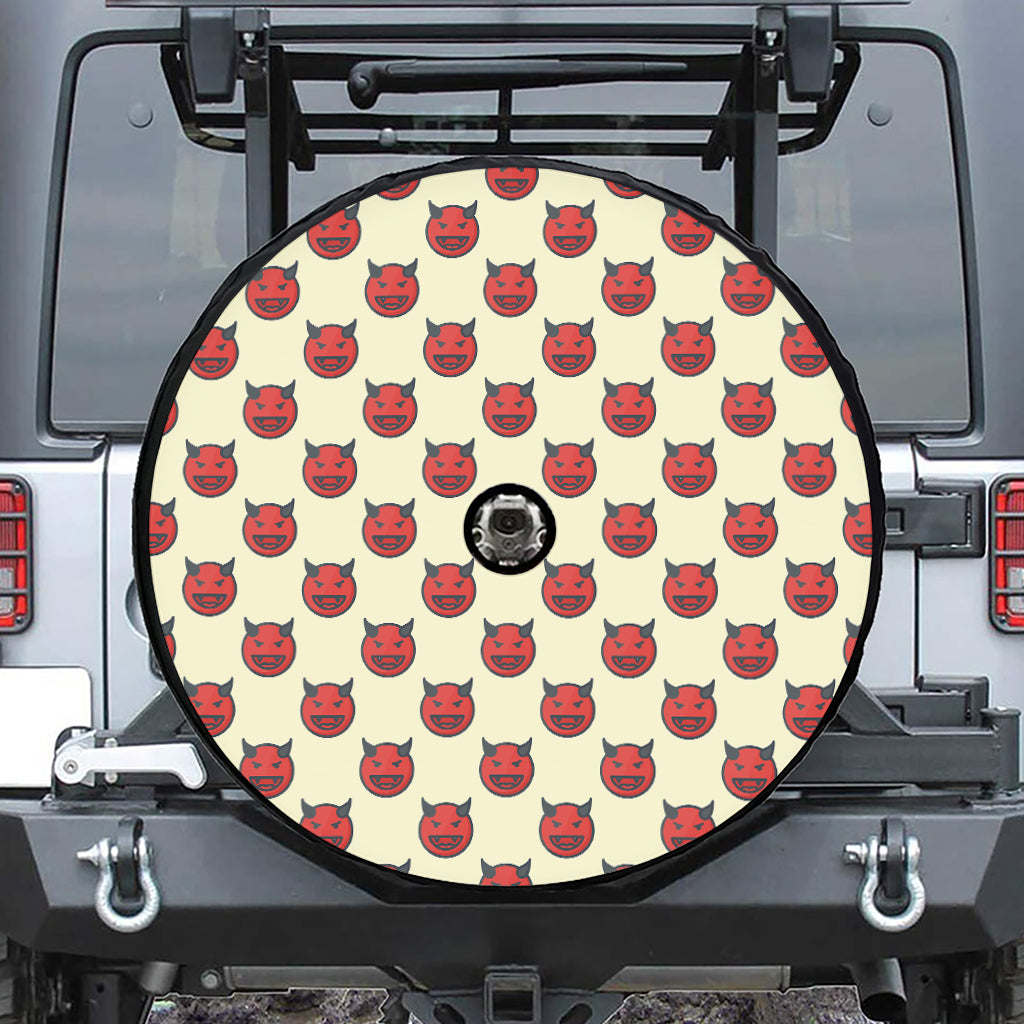 Devil Emoji Pattern Print Tire Cover With Camera Hole