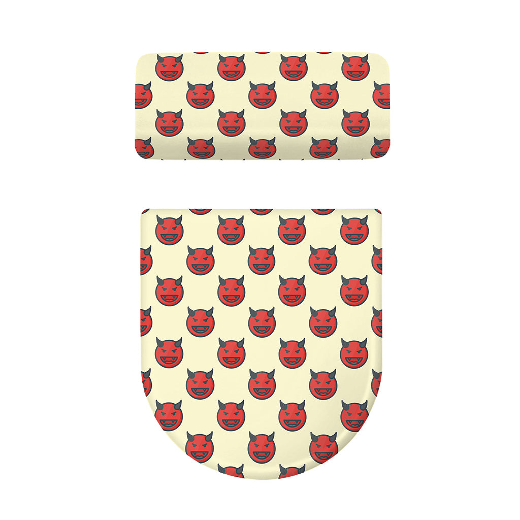 Devil Emoji Pattern Print Toilet Lid And Tank Cover Set