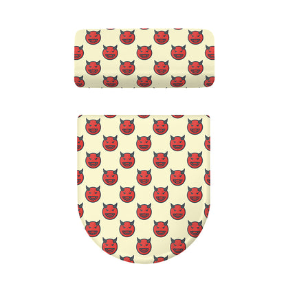 Devil Emoji Pattern Print Toilet Lid And Tank Cover Set