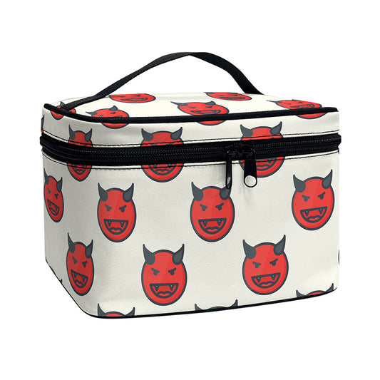Devil Emoji Pattern Print Travel Makeup Bag