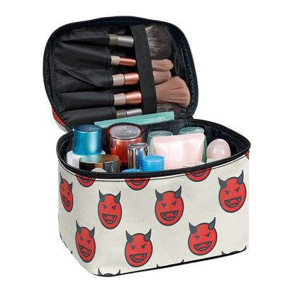 Devil Emoji Pattern Print Travel Makeup Bag