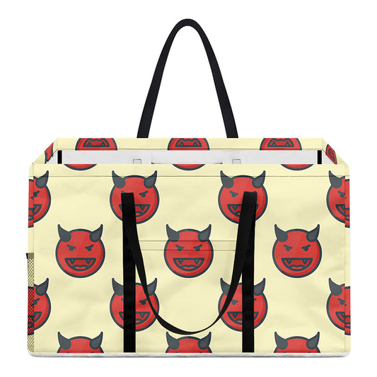 Devil Emoji Pattern Print Utility Tote Bag