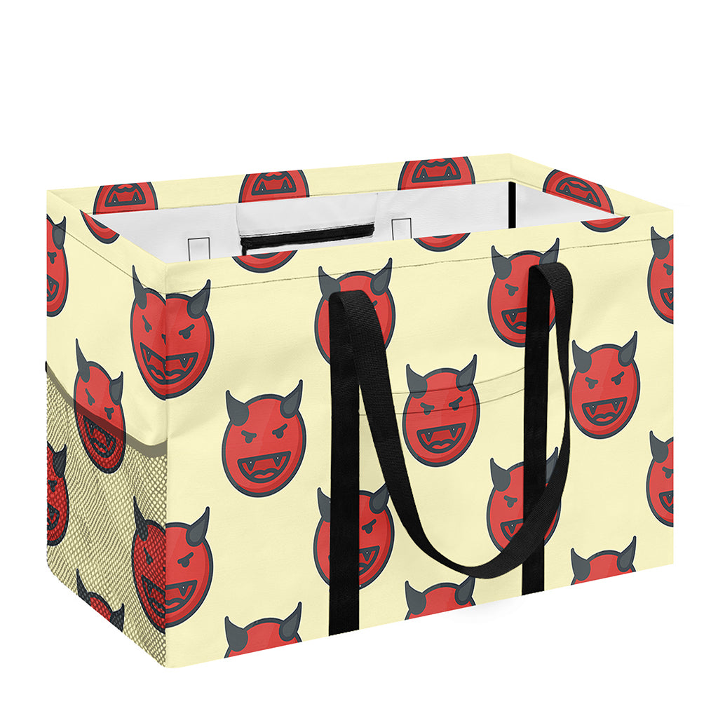 Devil Emoji Pattern Print Utility Tote Bag