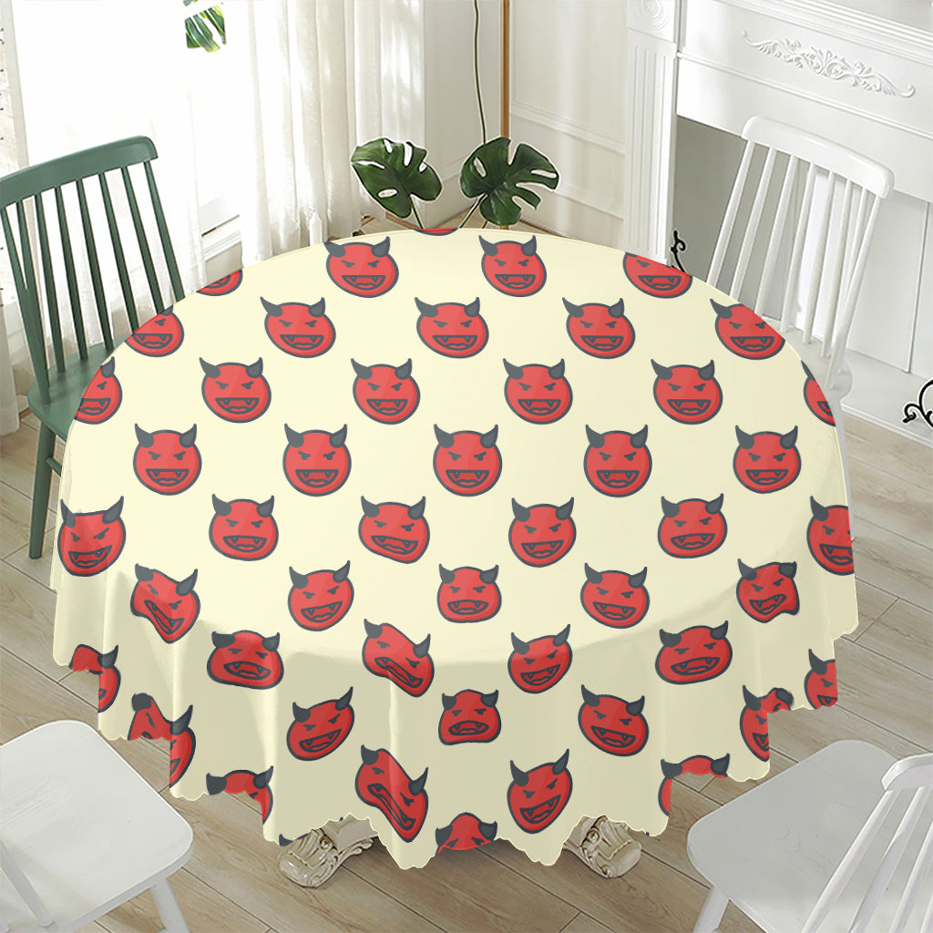 Devil Emoji Pattern Print Waterproof Round Tablecloth