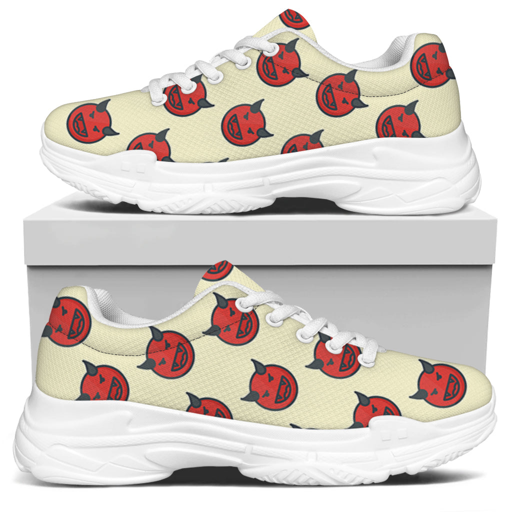 Devil Emoji Pattern Print White Chunky Shoes