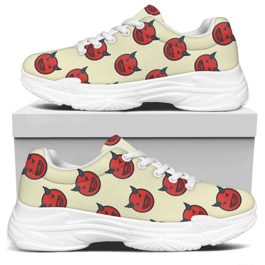 Devil Emoji Pattern Print White Chunky Shoes
