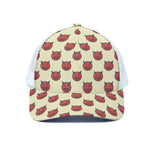 Devil Emoji Pattern Print White Mesh Trucker Cap