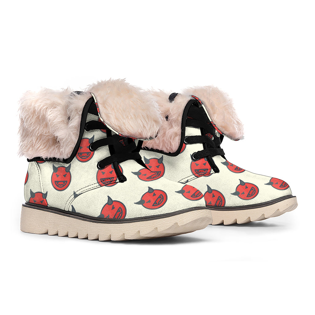 Devil Emoji Pattern Print Winter Boots