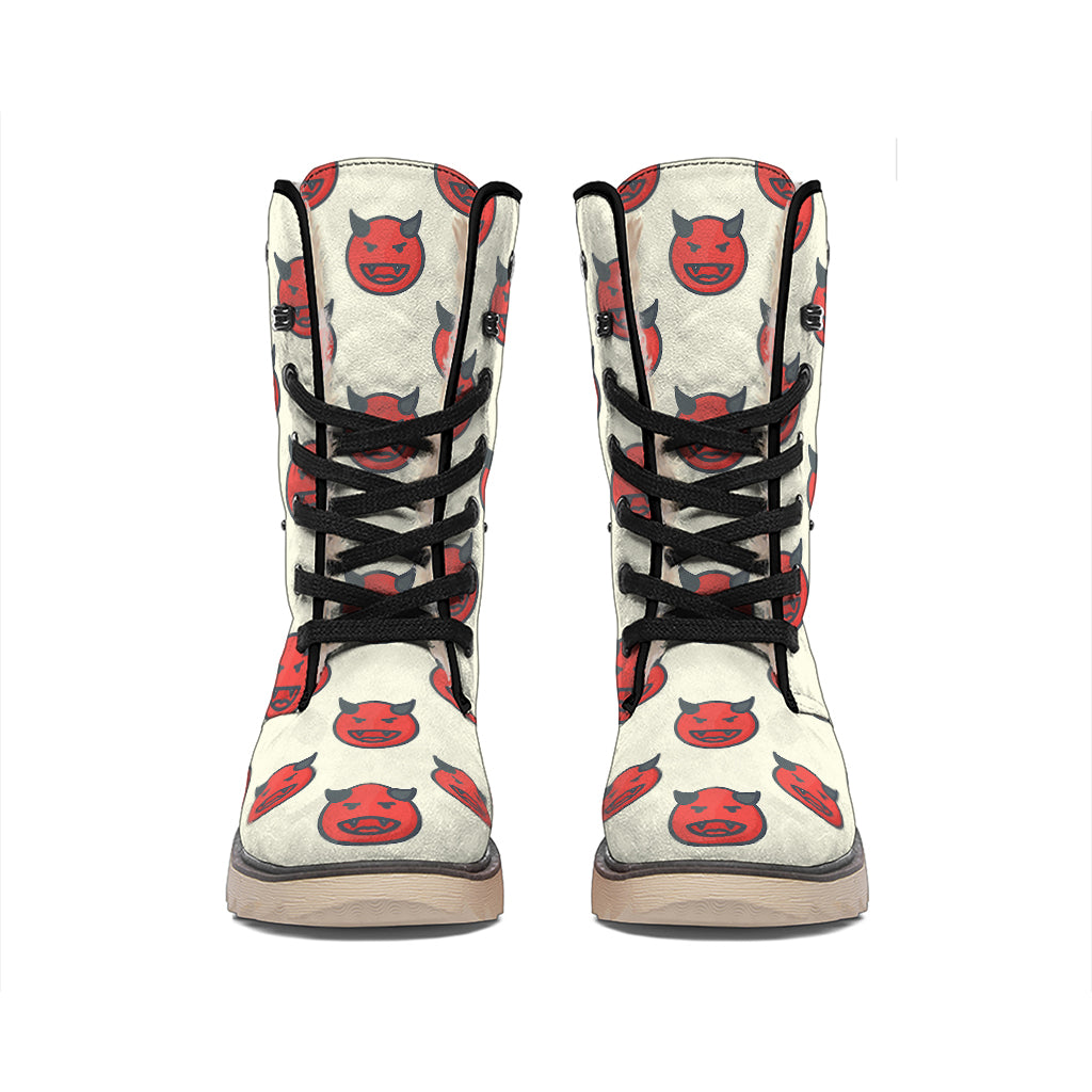 Devil Emoji Pattern Print Winter Boots