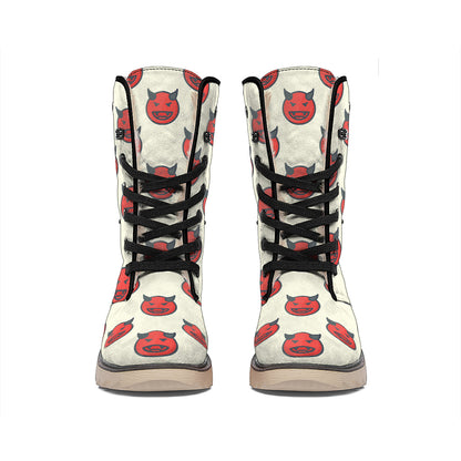 Devil Emoji Pattern Print Winter Boots