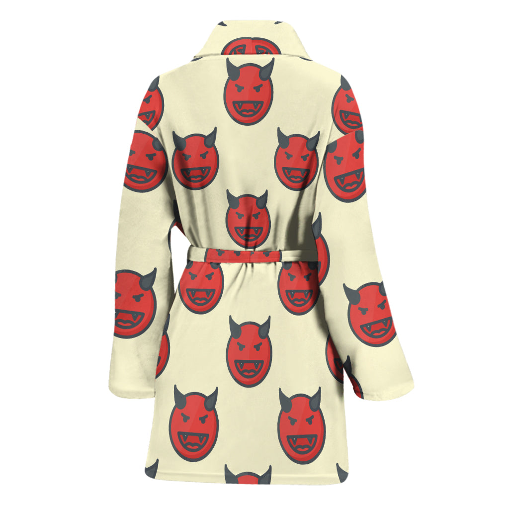 Devil Emoji Pattern Print Women's Bathrobe