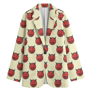 Devil Emoji Pattern Print Women's Cotton Blazer