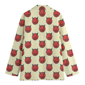 Devil Emoji Pattern Print Women's Cotton Blazer