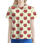 Devil Emoji Pattern Print Women's Polo Shirt