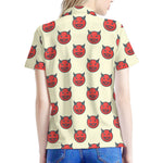 Devil Emoji Pattern Print Women's Polo Shirt