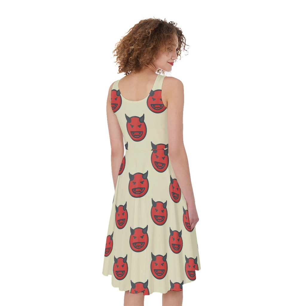 Devil Emoji Pattern Print Women's Sleeveless Dress