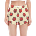 Devil Emoji Pattern Print Women's Split Running Shorts