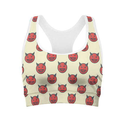 Devil Emoji Pattern Print Women's Sports Bra