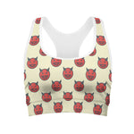 Devil Emoji Pattern Print Women's Sports Bra