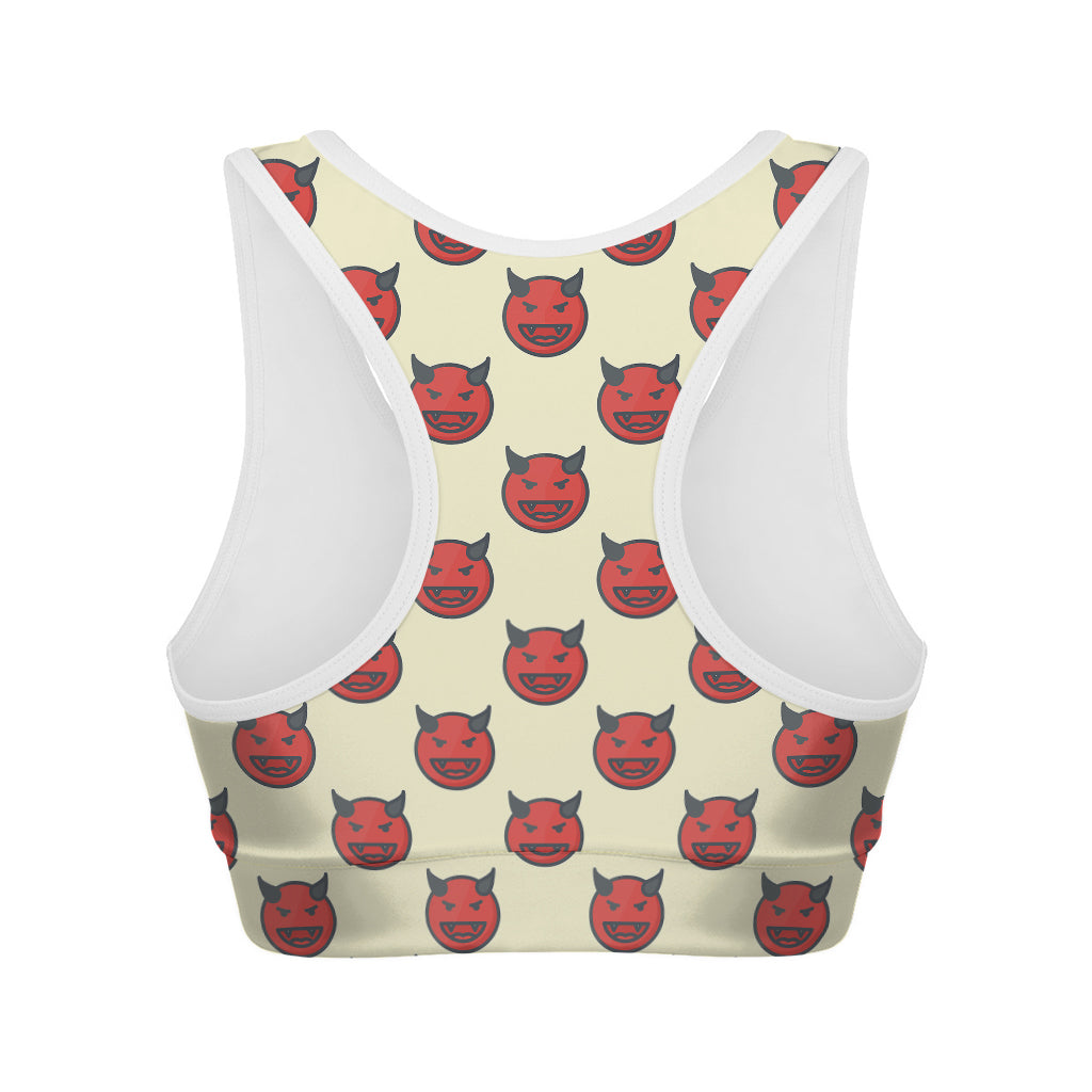 Devil Emoji Pattern Print Women's Sports Bra