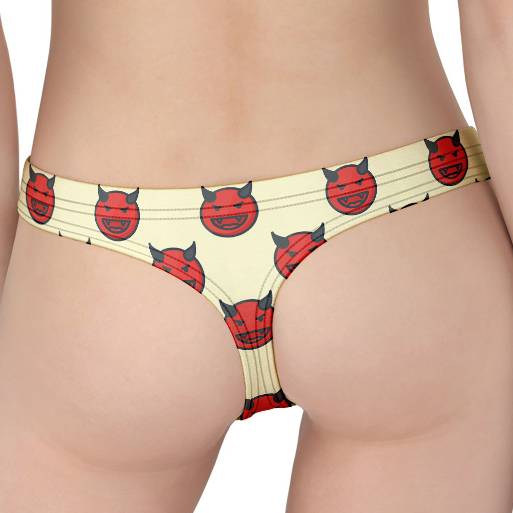 Devil Emoji Pattern Print Women's Thong