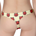 Devil Emoji Pattern Print Women's Thong