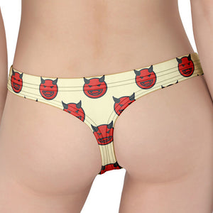 Devil Emoji Pattern Print Women's Thong