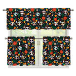 Dia De Los Muertos Day Of The Dead Print 3 Piece Kitchen Curtains