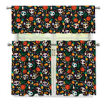 Dia De Los Muertos Day Of The Dead Print 3 Piece Kitchen Curtains