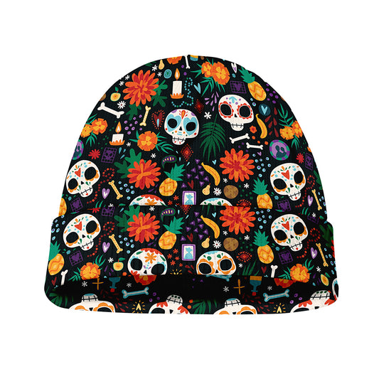 Dia De Los Muertos Day Of The Dead Print Beanie