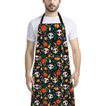 Dia De Los Muertos Day Of The Dead Print Bib Apron With Pocket