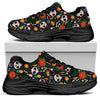 Dia De Los Muertos Day Of The Dead Print Black Chunky Shoes