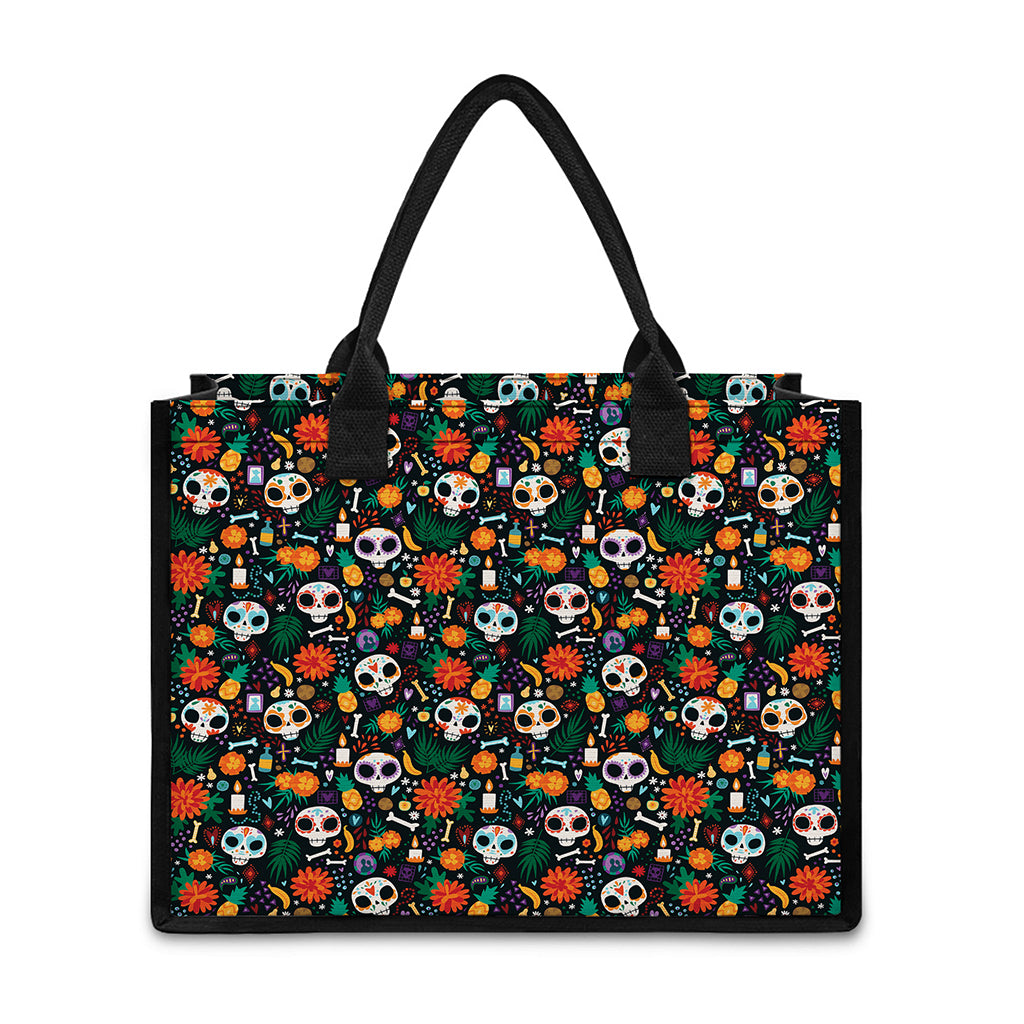 Dia De Los Muertos Day Of The Dead Print Canvas Tote Bag