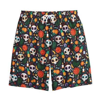 Dia De Los Muertos Day Of The Dead Print Cotton Shorts