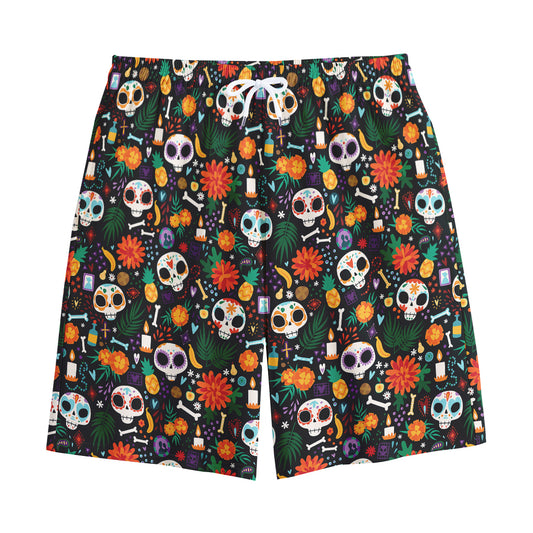 Dia De Los Muertos Day Of The Dead Print Cotton Shorts