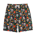 Dia De Los Muertos Day Of The Dead Print Cotton Shorts