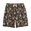 Dia De Los Muertos Day Of The Dead Print Cotton Shorts